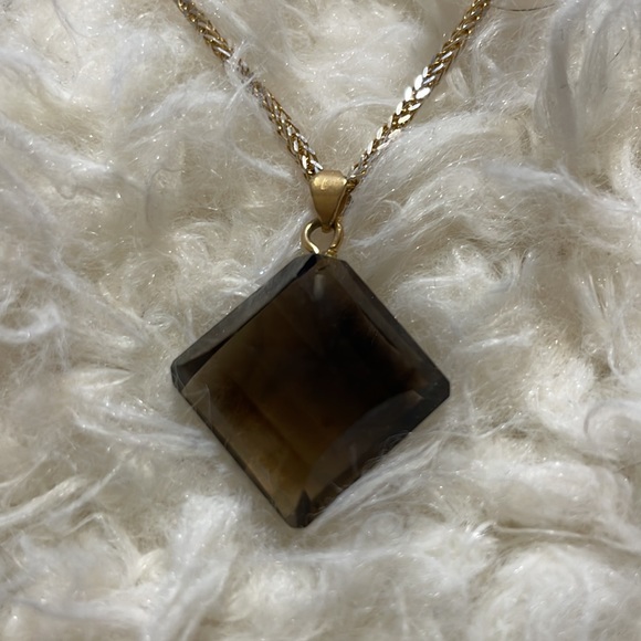 Vintage Genuine  Smoky Topaz Pendant Charm - Picture 4 of 9